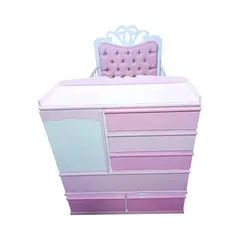 GENERICO - Cama cuna de plaza y media con comoda desmontable rosado