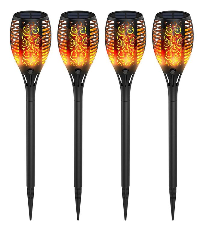 Llama LED Lámpara Solares de Exterior para Jardín 4 Unidades