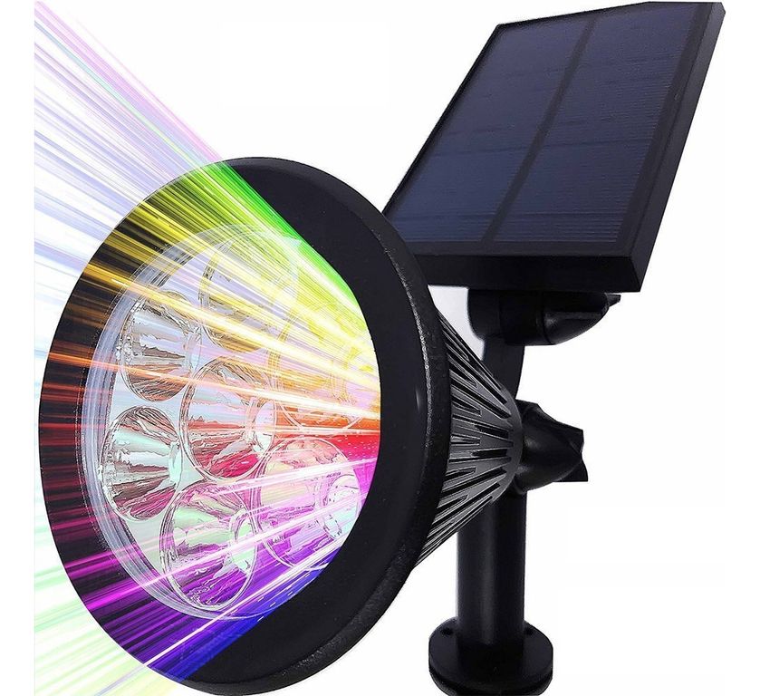 Foco Solar LED Lámpara Exterior Impermeable Luces 7 Colores