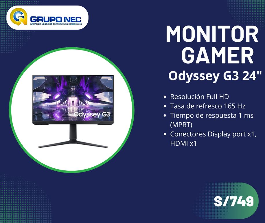 Monitor Gamer Odyssey G3 de 24 FHD 165Hz 1ms