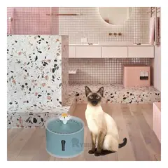 RYBIU IMPORT - Fuente de Agua para Mascotas de Azul Acero