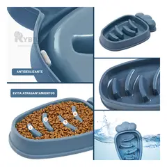 RYBIU IMPORT - Plato para Mascota Eficaz de Color Azul Y+Papel de Regalo