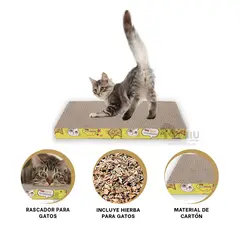 RYBIU IMPORT - Cama Rascadora para Gato de Carton Y+Banderitas Adhesivas