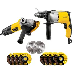 DEWALT - Taladro Perc 1/2" 800W 54000 gpm + Amoladora Ang 4 1/2" 750W + 8 Discos Abrasivos + 2 Discos Diamant