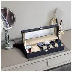 GENERICO - Porta Relojes Pulseras de Lujo Elegante 6 Compartimientos_.