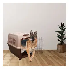 GENERICO - Transportadora Pet de Plastico Compacto L80 en Color Marron