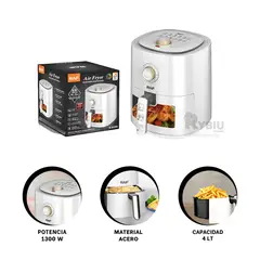 RYBIU IMPORT - Airfryer Digital en Color Blanco Y+Regalo Ligas para Peinar