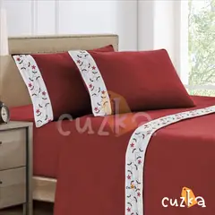 CASATEX - Set de Sabanas Polar Bordada Ultra Suave de 4 Piezas 2 Plazas