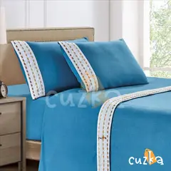 CASATEX - Set de Sabanas Polar Bordada Ultra Suave de 4 Piezas 2 Plazas