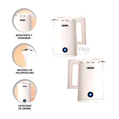 RYBIU IMPORT - Tetera Electrica de 1800ml en Blanco Y+Post-it Adhesivos