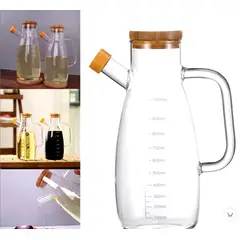 GENERICO - Aceitera de Vidrio Borosilicato con Tapa de Bambú