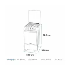 MABE - COCINA A GAS 4 HORNILLAS CMP6015SG0 - GRIS