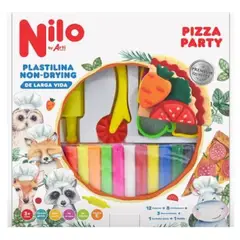 ARTI - Non-Drying Pizza Party: 12 PLASTILINAS + 8 HERRAMIENTAS