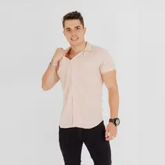 TROPIKL - Camisa Hawaiana Pale Rose Linen Slim Fit Hombre