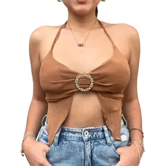 ENGELL - Top triangulo color entero camell fiesta