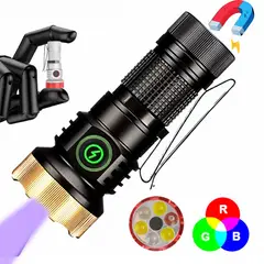 LIDIMI - Linterna LED Magnética con Luz UV -Táctica Multifuncional RGB