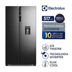 ELECTROLUX - Refrigerador Side by Side INVERTER 514 litros ERSA53K2HVB Black