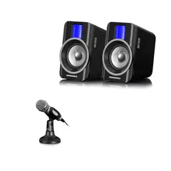 MICRONICS - COMBO PARLANTES GAMER "BOSS" + MICROFONO PEDESTAL para PC Laptop