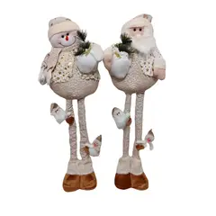 GENERICO - Set 2 Patilargos: Muñeco de nieve + Papá Noel