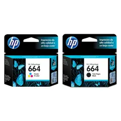 HP - KIT DE CARTUCHO DE TINTA 664 NEGRO / COLOR ORIGINAL