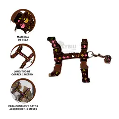 RYBIU IMPORT - Correa Delgada de Conejo para Paseo Color Marron Y+Stickers