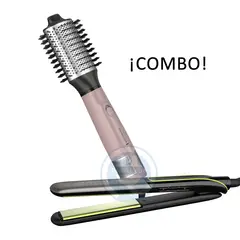 REMINGTON - Combo Alisadora Shine Therapy y Cepillo Eléctrico Wet2Style