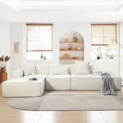 AMOBLART - Seccional BRITANI 2.0 COLOR BEIGE 4COJINES