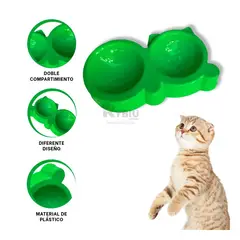 RYBIU IMPORT - Comedero para Cat Doble en Talla M en Verde Y+Gift Stickers