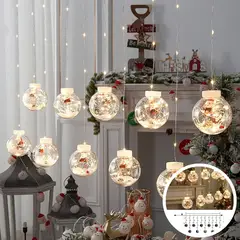 GENERICO - Cortina Luces Guirnalda Led Con Esferas Decoración Navidad CÁLIDO