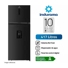 INDURAMA - REFRIGERADORA TOP FREEZER RI-478DN 417LTS DIGITAL Y DISPENSADOR COLOR NEGRO