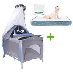 EBABY - Cuna Corral Aluminio NOA 780 Celeste + Colchón