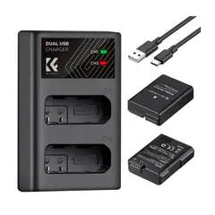 K&F CONCEPT - Cargador Dual + 2 Baterias EN-EL14 KF28.0020