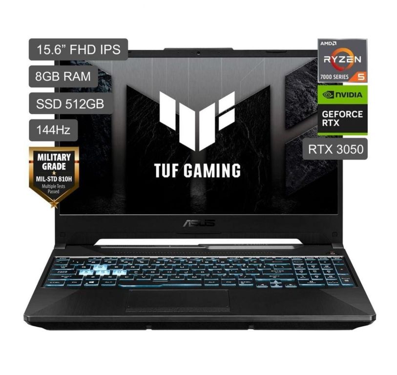 Laptop TUF FA506NC-HN011W R5 7535HS 8gb 512gb 4G Video RTX 3050 15.6 FHD Window 11 Home Negro