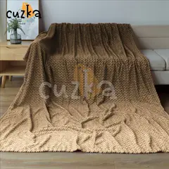 CASATEX - Manta Antialérgica Jacquard Alto Relieve Espiga QUEEN Beige