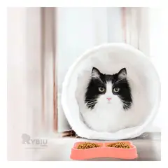 GENERICO - Comedero con Forma de Hueso Doble Rosado Y+Regalo Stickers