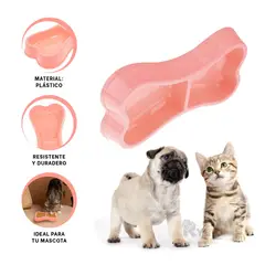 GENERICO - Platillo de Comida Doble para Pet Rosado Y+Post-it Adhesivos