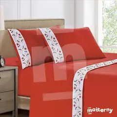 CASATEX - Set de Sabanas Polar Bordada Ultra Suave de 4 Piezas 2 Plazas