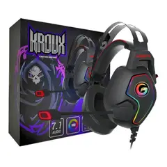 GAMBYTE - Audifono Gamer 7.1 Kroux Negro Con Microfono Usb Luz Led Rgb