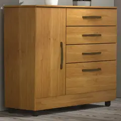 TU MESITA - Cómoda Clásica Chicago 4 cajones 1 puerta color Marrón