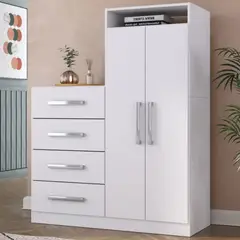 TU MESITA - Cómoda con Armario Cinamon Blanco 4 cajones 2 puertas