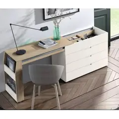 TU MESITA - Cómoda con Escritorio Extensible Moderna RunRun Blanco