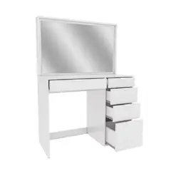 TU MESITA - Tocador Moderno Miami con Espejo color Blanco 5 cajones