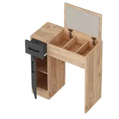 TU MESITA - Tocador Juvenil Renzo color HayaGris Oscuro 1 cajón 2 puertas