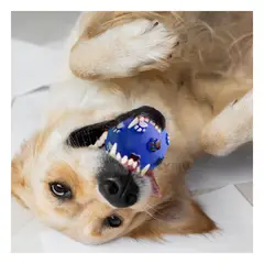 GENERICO - Pelota Chillosa para Perros con Esporas de Huellas en Azul