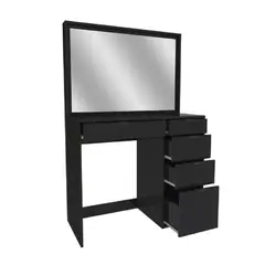 TU MESITA - Tocador Moderno Miami con Espejo color Negro 5 cajones