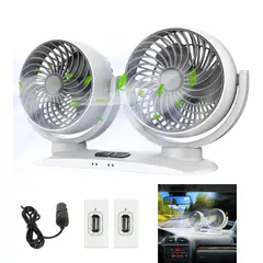 SEISA - Ventilador Auto Doble Cabezal 360 Portatil Camioneta Carro