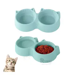 GENERICO - Comedero con 2 Divisiones de Celeste Y+Regalo Stickers