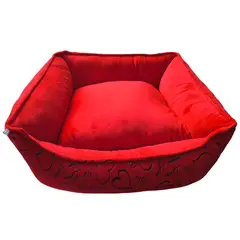 NACIONAL - Cama cuadrada para mascota Talla S -Rojo