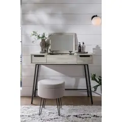 TU MESITA - Tocador Rústico Village color Gris claro 2 cajones