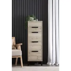 TU MESITA - Tocador Cómoda Rústica Vanity color Ceniza 4 cajones